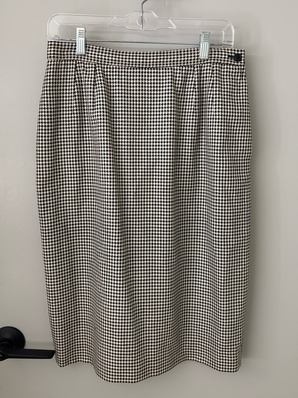 Vintage Valentino Miss V Houndstooth Wool Silk Midi Skirt